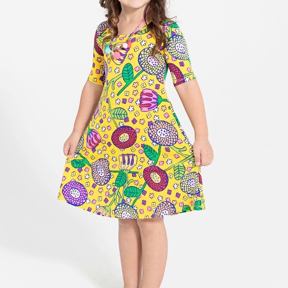 FINAL Price LuLaRoe Kids Adeline Midi Flare Dress - Picture 6 of 8
